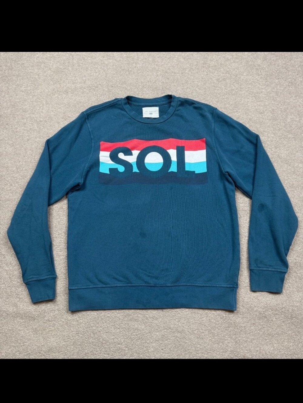 Sol Angeles Sweatshirt Mens Size M Blue Pullover Long Sleeve Graphic Logo Tee